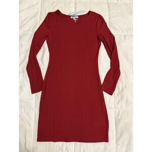 Little Red Mini Dress Long Sleeve Bodycon Stretchy Party Club Dance Wedding Work